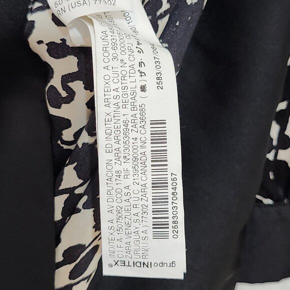 Zara Women's Short Sleeve Flowy Silk Summer Short Dress ~ Black and White ~ Sz L - Picture 6 of 7